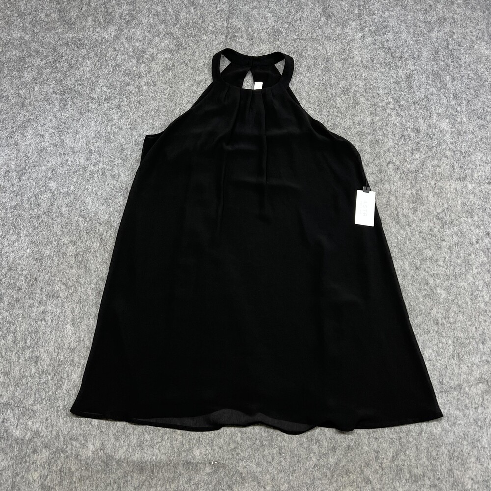 ASTR The Label Dress Womens Small Black Halter Chiffon Swing Party Mini Preppy